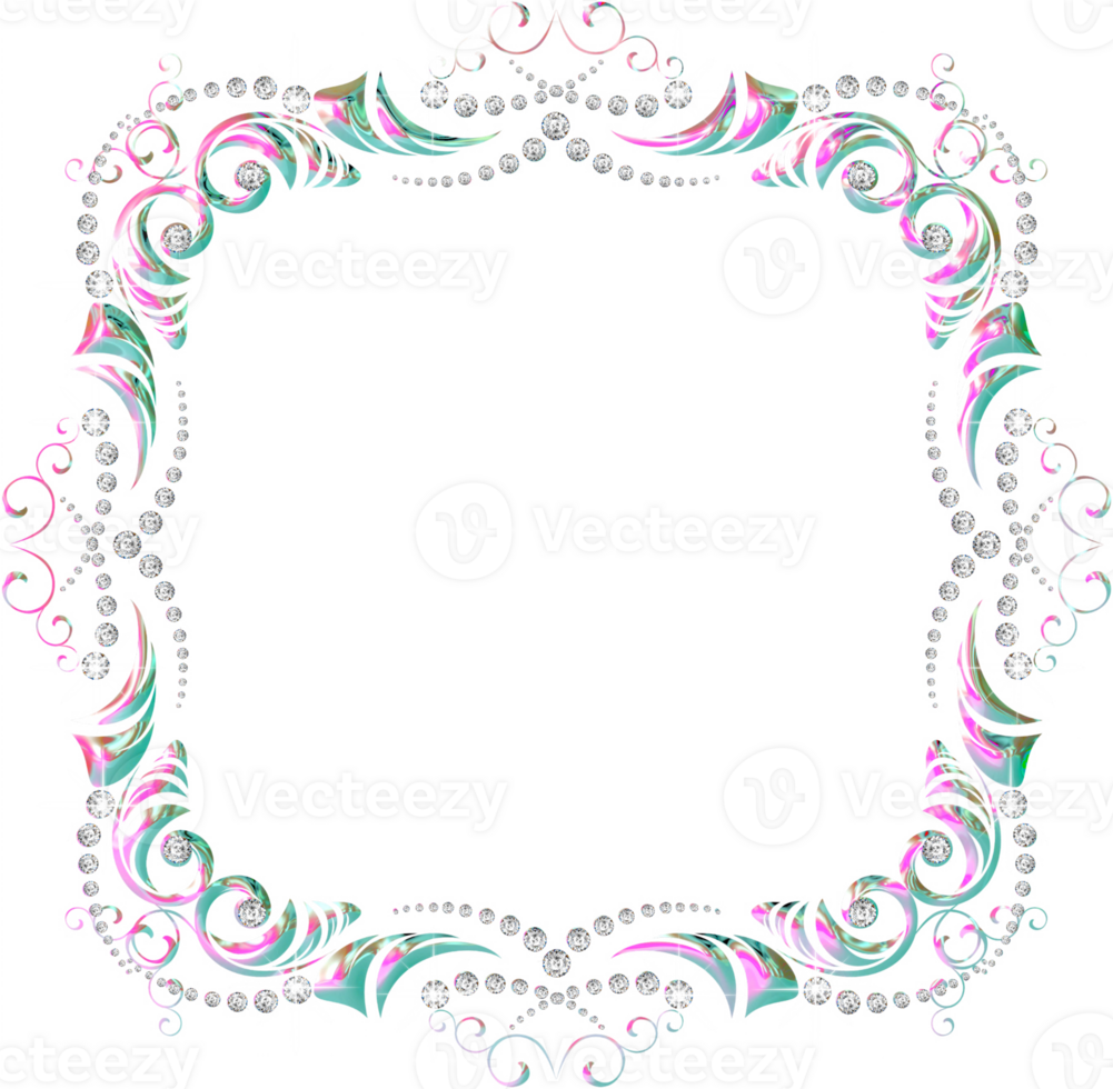 Jeweled iridescent frame png