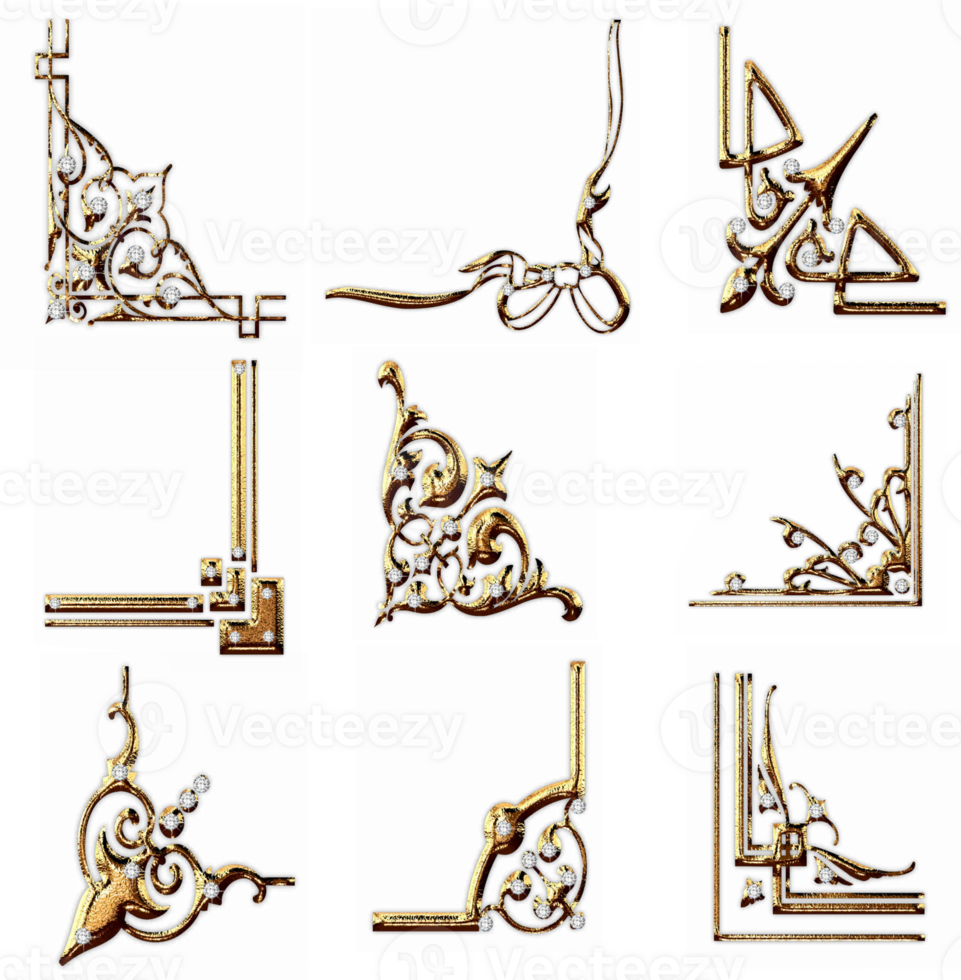 Golden jewel corners png