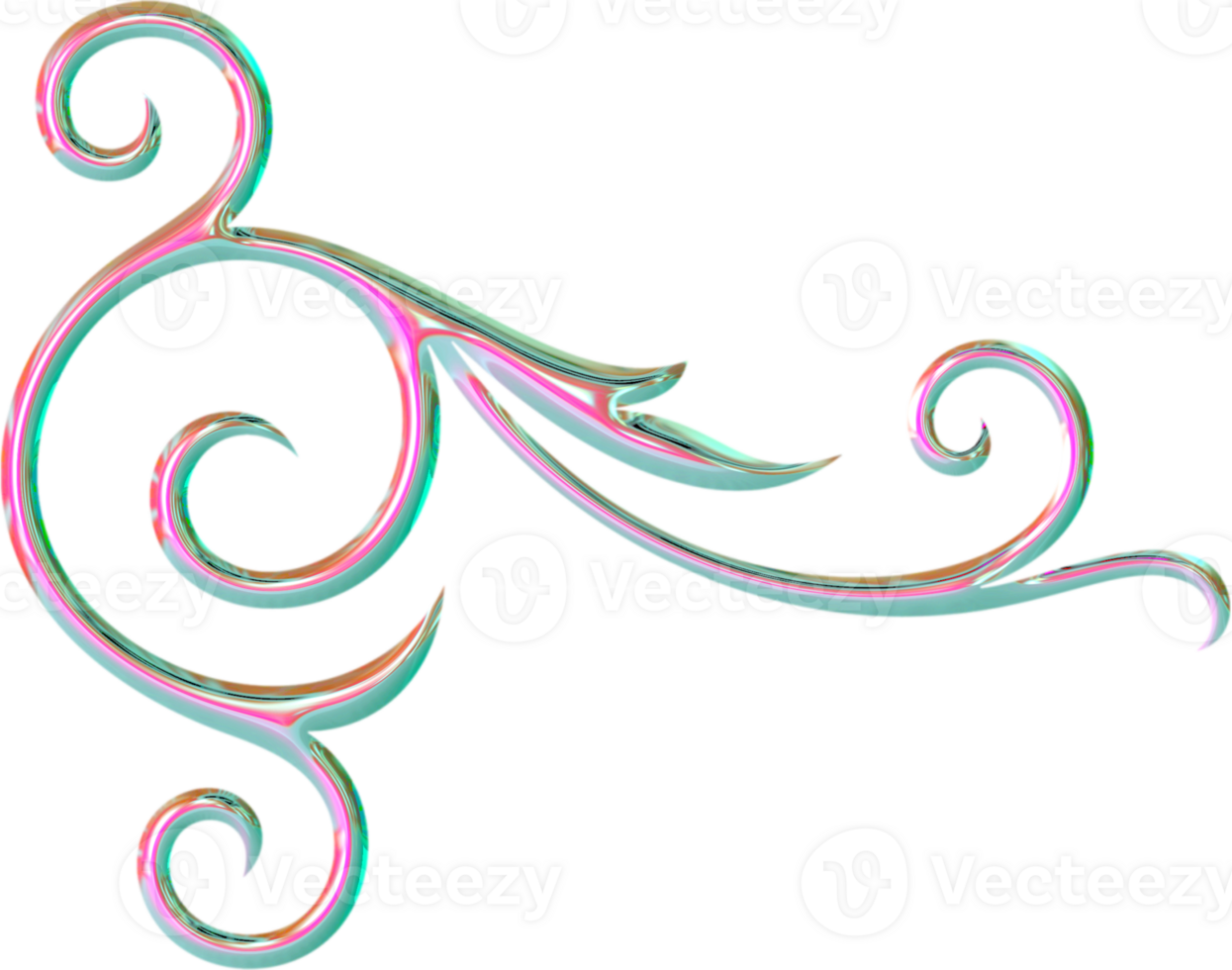 Iridescent doodle swirls png