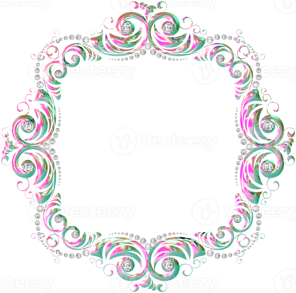 Jeweled iridescent frame png