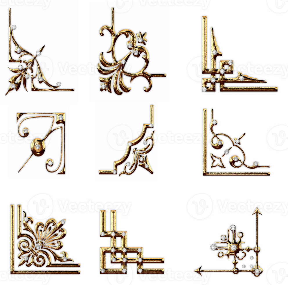 Golden jewel corners png