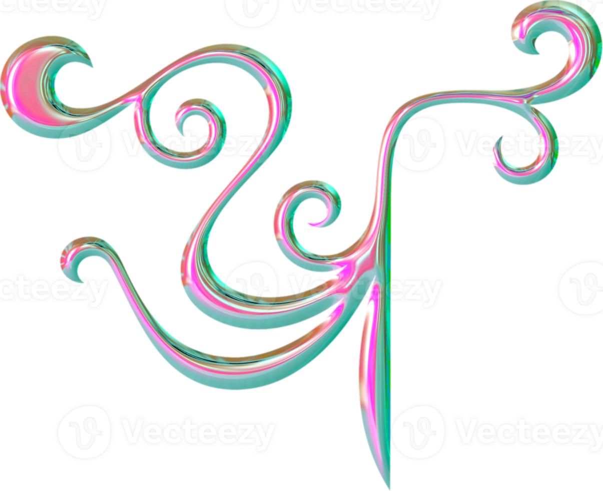 Iridescent doodle swirls png