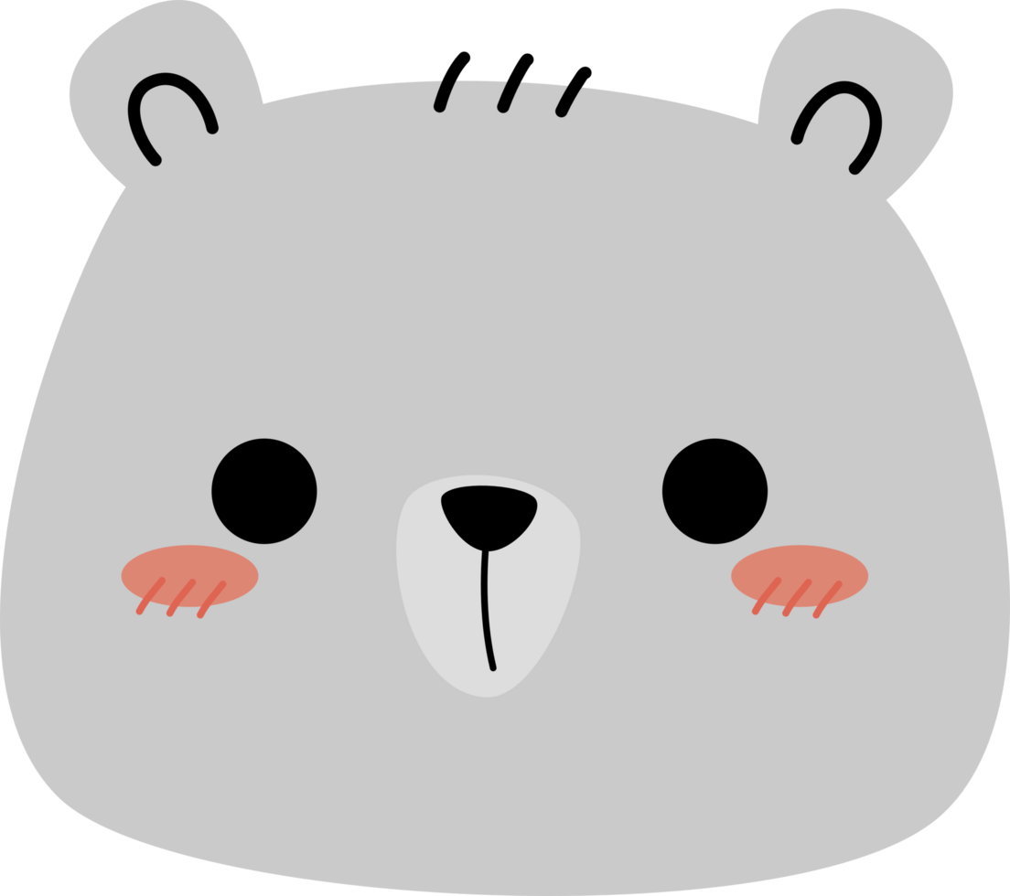 cinzento Urso de pelúcia Urso cabeça mão desenhado desenho animado png