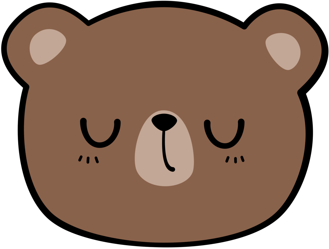 Urso de pelúcia Urso dormir cabeça mão desenhado plano desenho animado elemento ilustração png