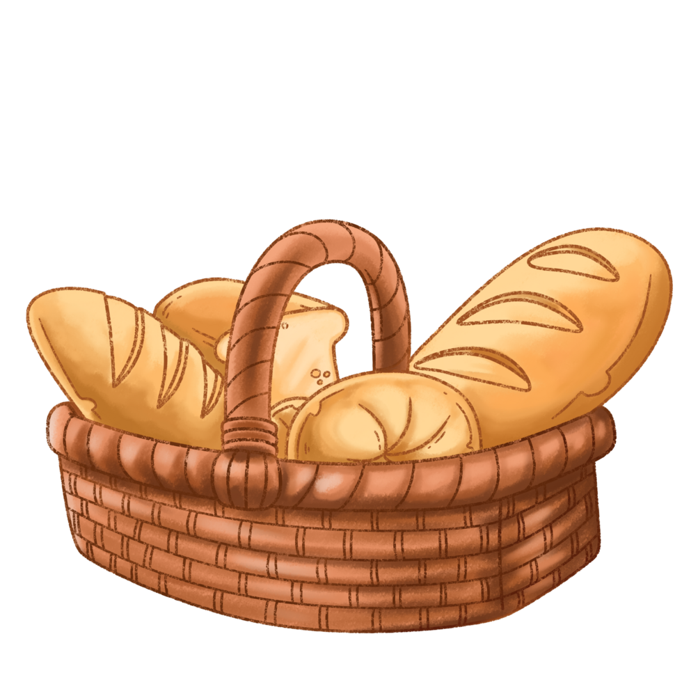 hand- getrokken brood geïsoleerd mand png