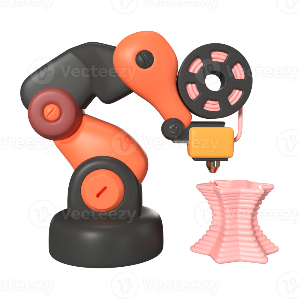 Robot Arm 3D Printer 3D Illustration Icon png