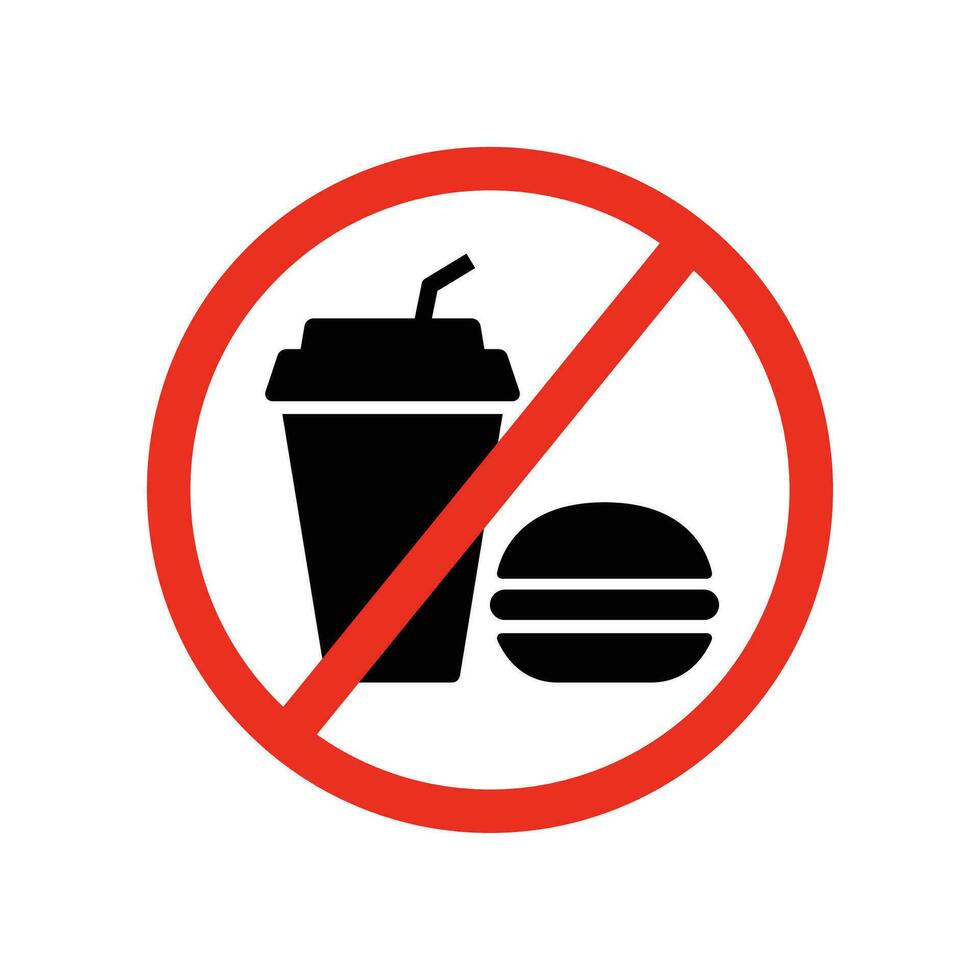 prohibición No comida y bebida icono. plano estilo. No comiendo o Bebiendo logo. No basura alimento. detener rápido comida para aptitud y dieta Perímetro logo. vector ilustración diseño en blanco antecedentes. eps 10