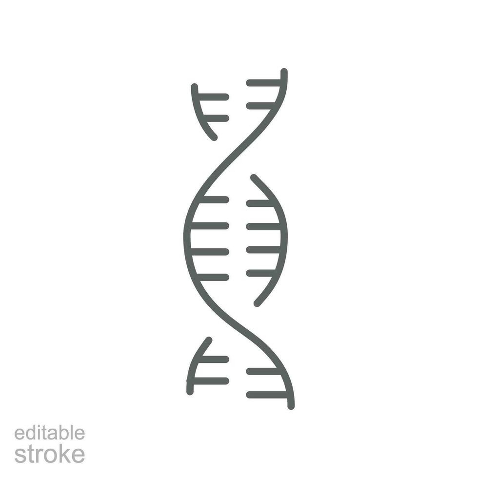 RNA icon, biology, chromosome, DNA. Genetic code symbol Outline style. genome molecular spiral genetic. Heredity biological. editable stroke vector illustration design on white background. EPS 10