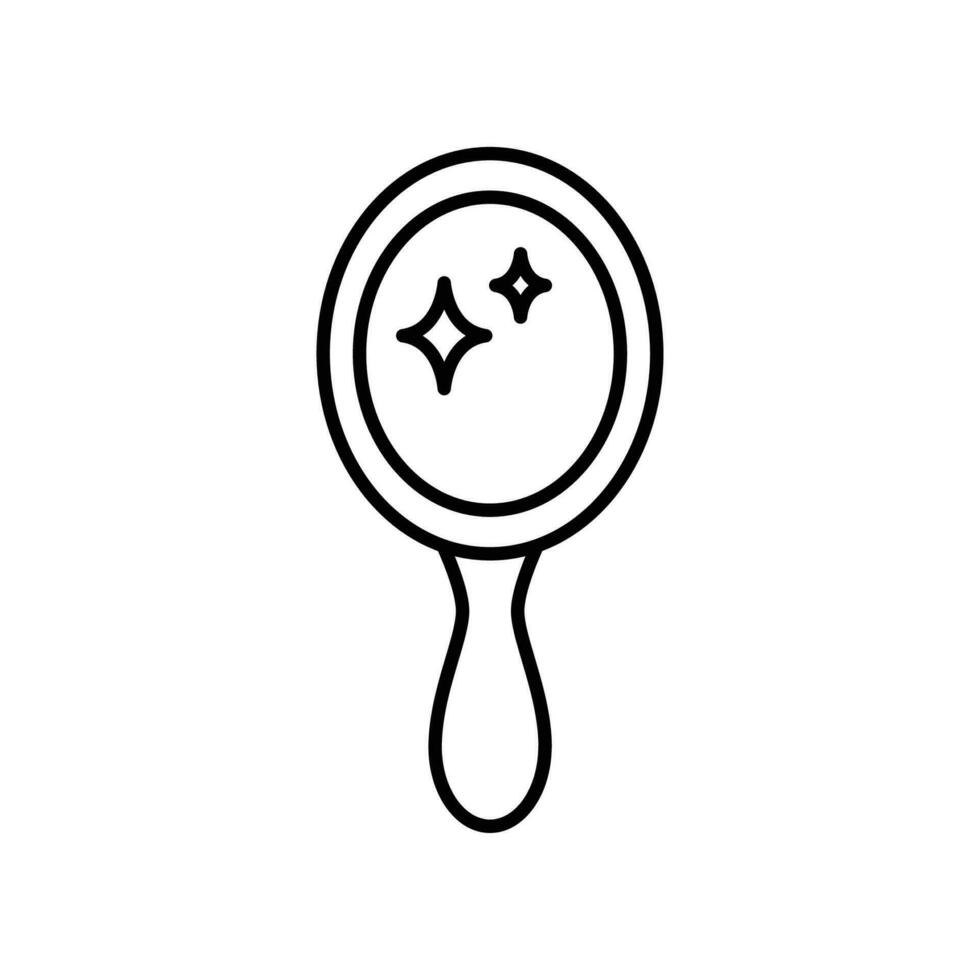 mirror icon line style. Beauty hand mirror glass portable. glossy and shine frame. Handle crown mirror princess decoration accessory. Vector illustration design on white background. EPS 10