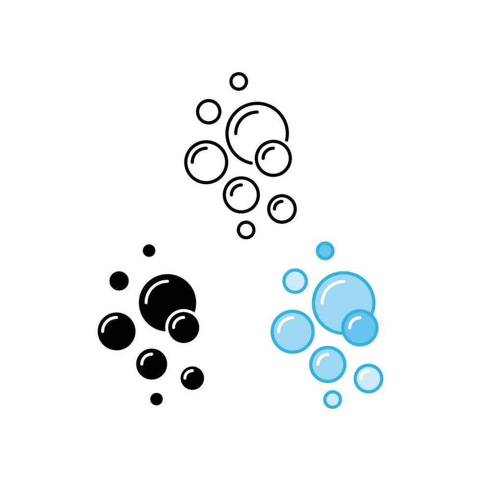 Bubble icon in filled, outline style. Clear water splash. Soap foam, fizzy drink, oxygen bubble pictogram symbol. Fresh aqua drop for wet symbol. Vector illustration design on white background. EPS 10