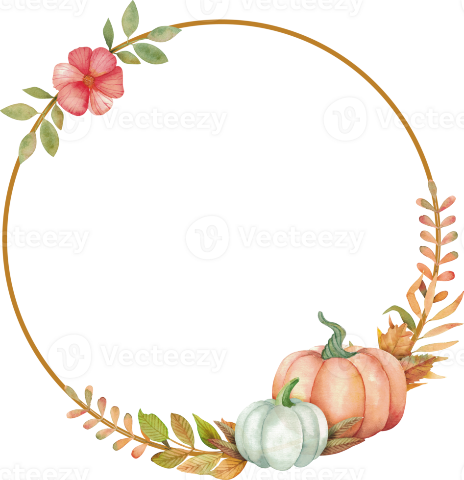 ghirlanda di zucche e autunno le foglie. acquerello mano disegno illustrazione png