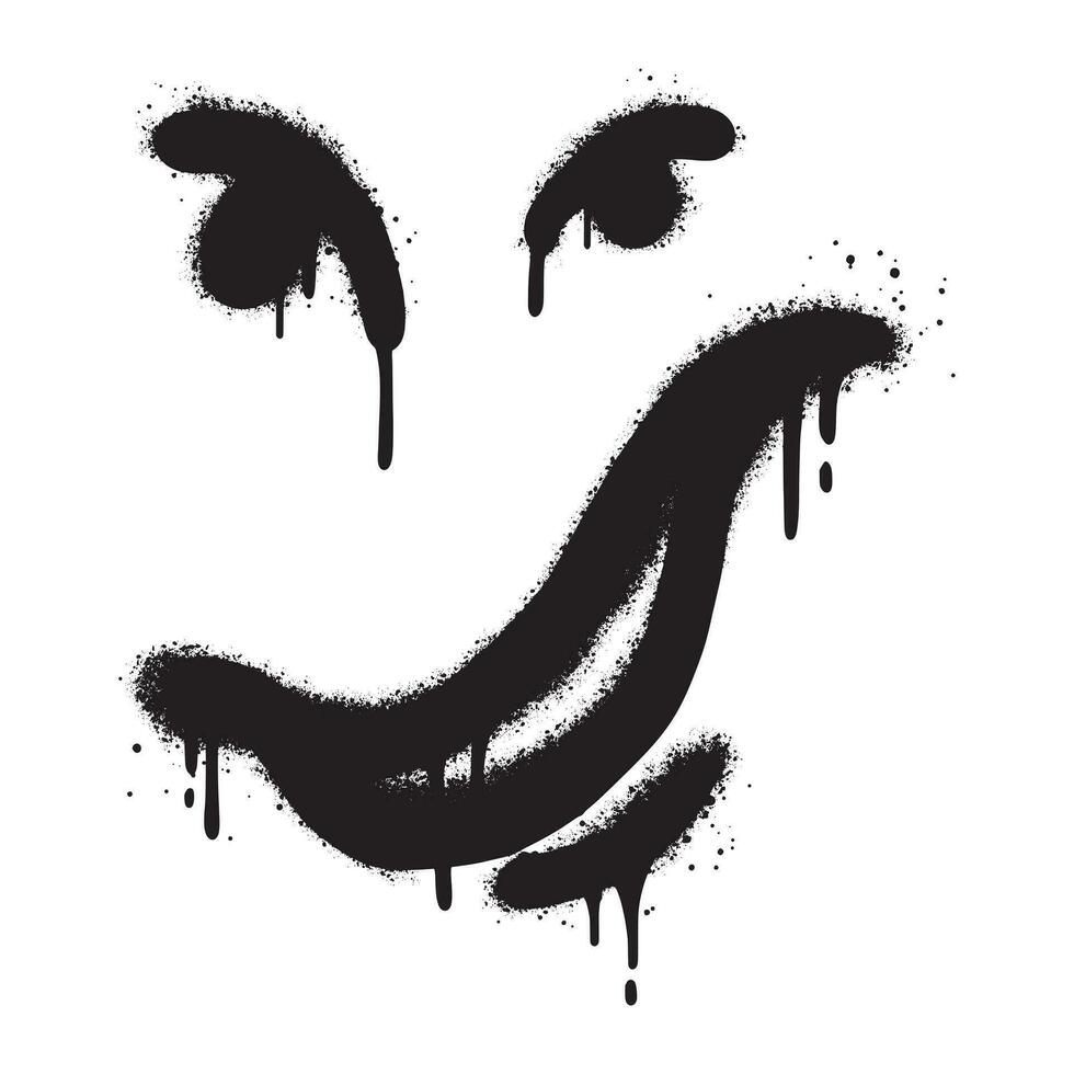 Spray Painted Graffiti smiling face emoticon isolated on white background. eps 10. vector