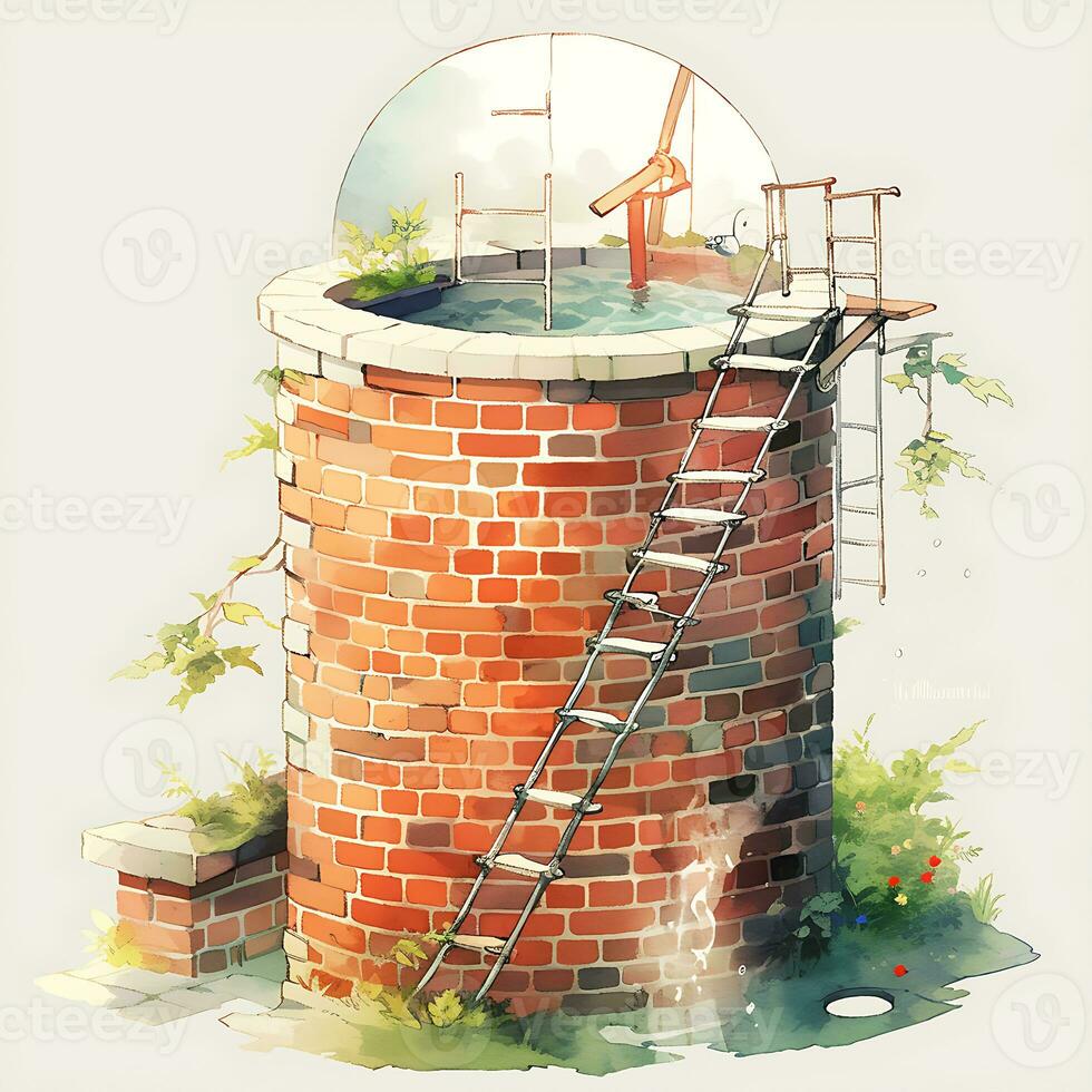 A water tank with a water source and a brick wall Natural Look photo