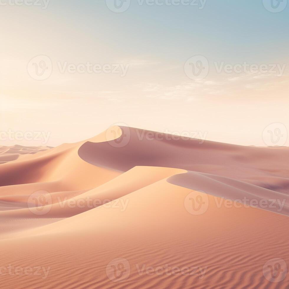 Tranquil Sand Dunes Under a Pastel Sky, Exuding Serenity and Ideal for Travel and Wellness Advertisements photo