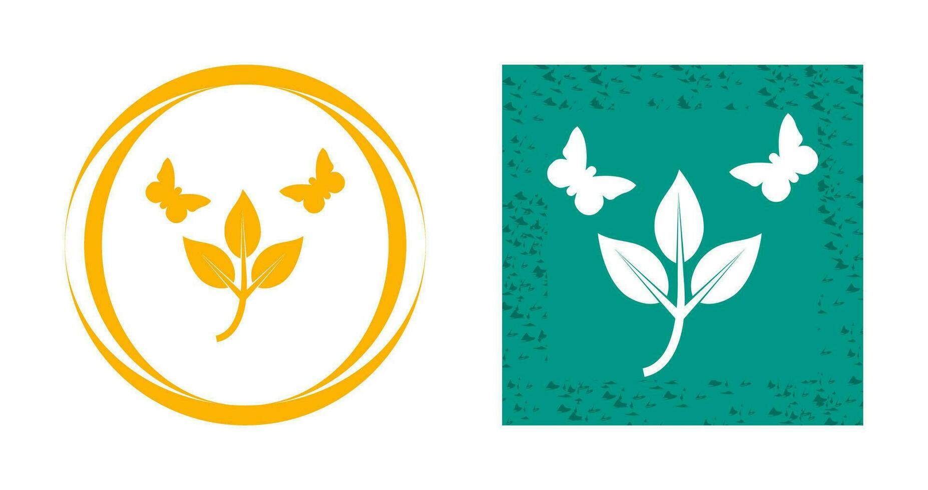 Butterflies over Plants Vector Icon
