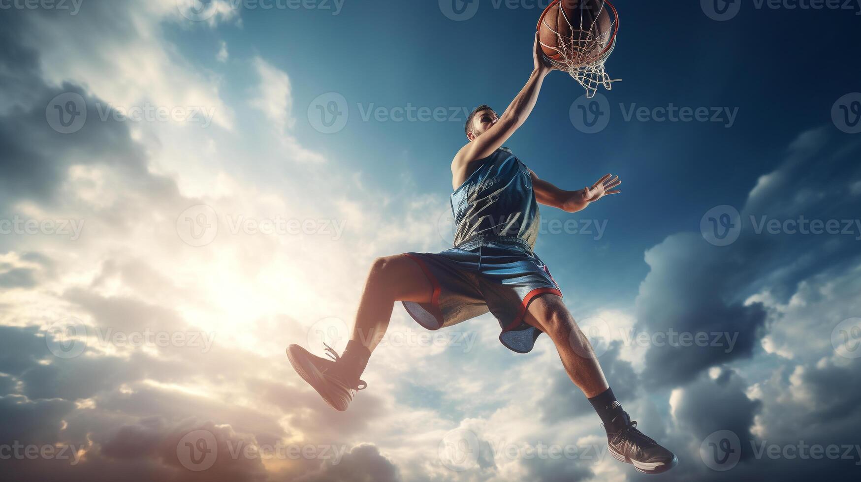 Soaring High - Capturing the Dunking Momentum AI Generative photo