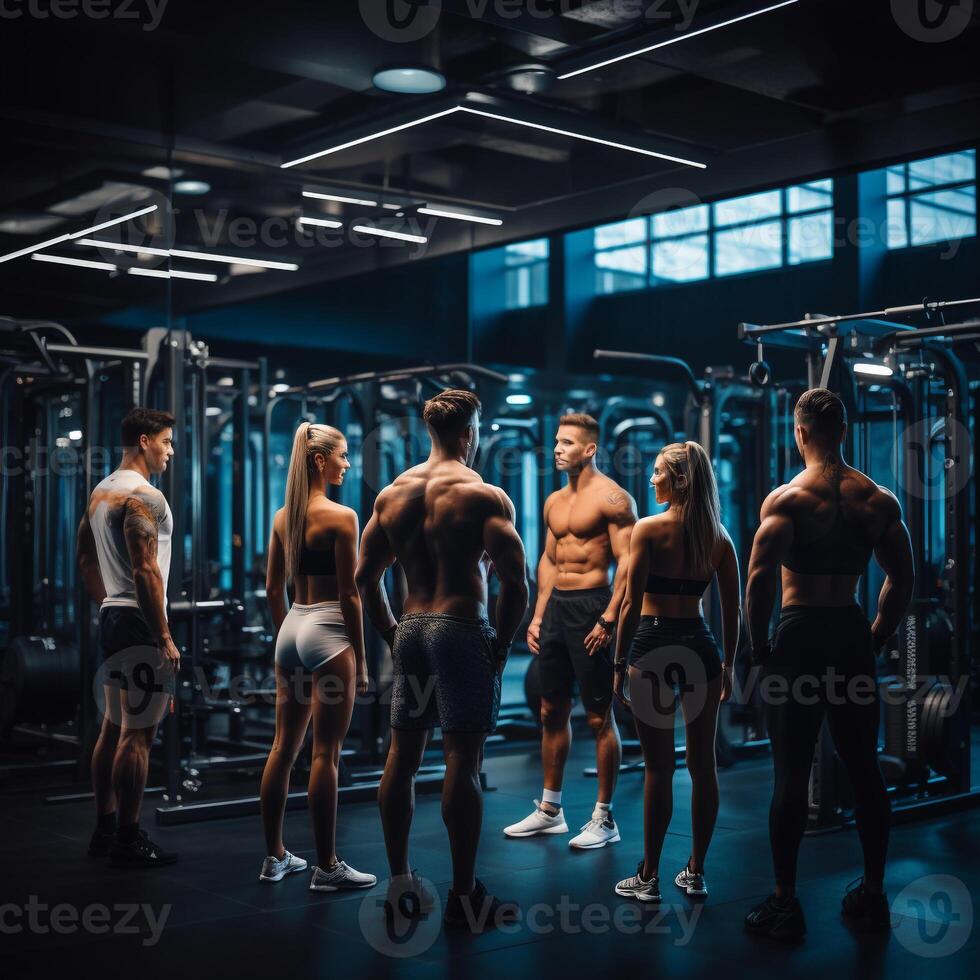 High-Intensity Teamwork - A Modern Gym Workout Session AI Generative photo