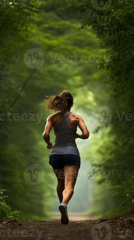 Forest Sprint - Capturing the Runner's Willpower Amidst Nature photo