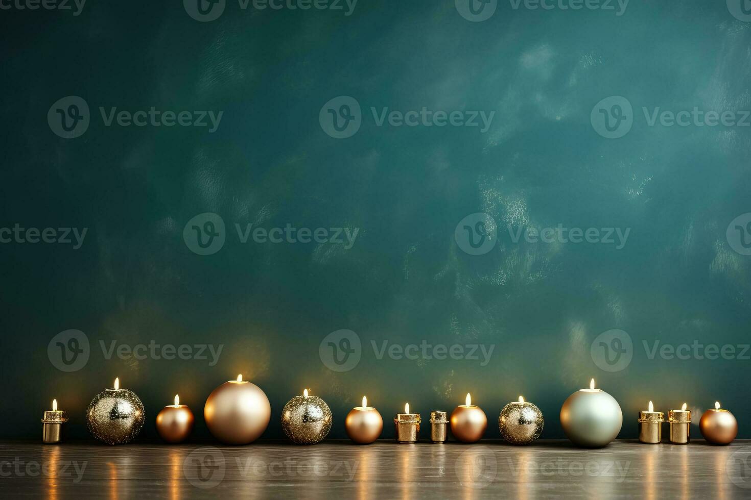 Mid-century Christmas candle holders arranged aesthetically background with empty space for text photo