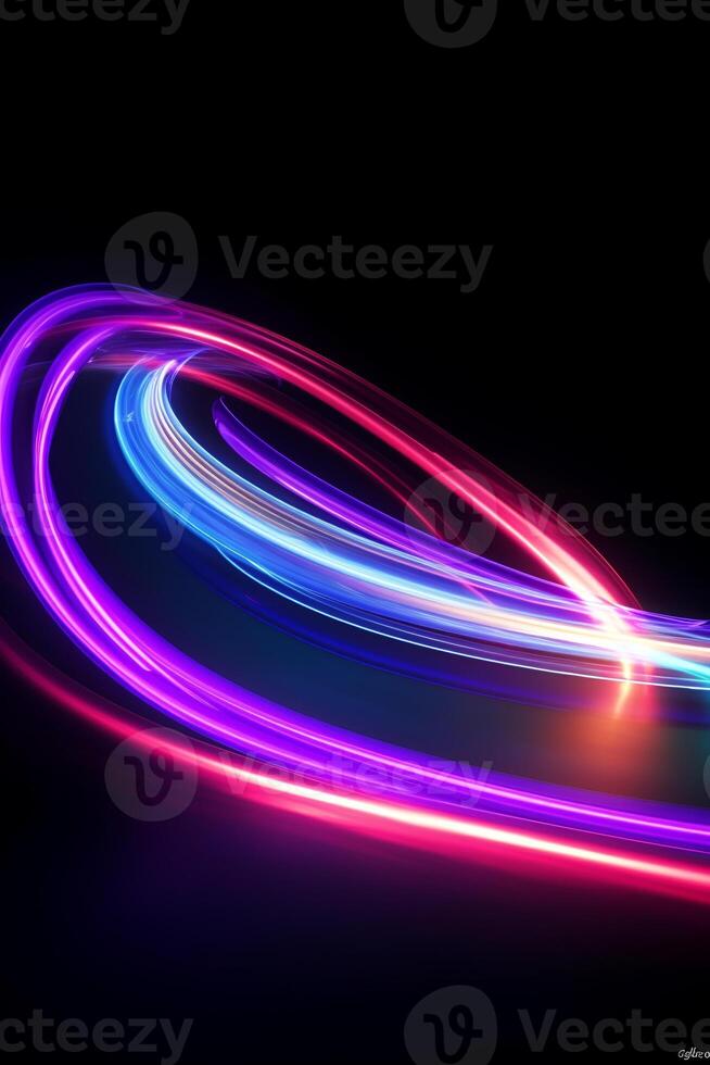 Dynamic Neon Light Trails Against a Dark Background, Perfect for Music Event Promotions AI Generative photo