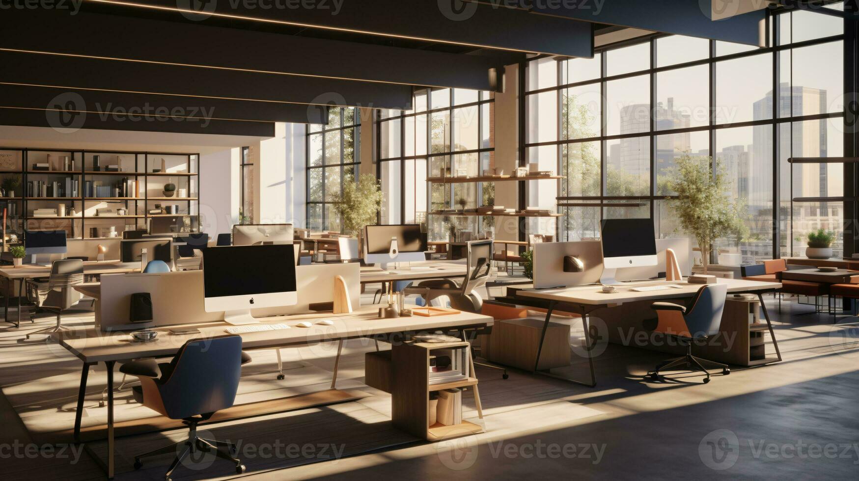 A Vision of the Future Work Experience with State-of-the-art Workplace Design and Copyspace AI Generative photo