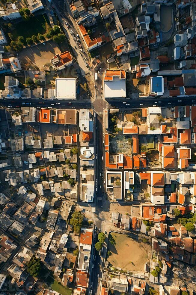 A drone's panoramic perspective of cities and landscapes revealing the unseen vastness and intricacies of our world AI Generative photo