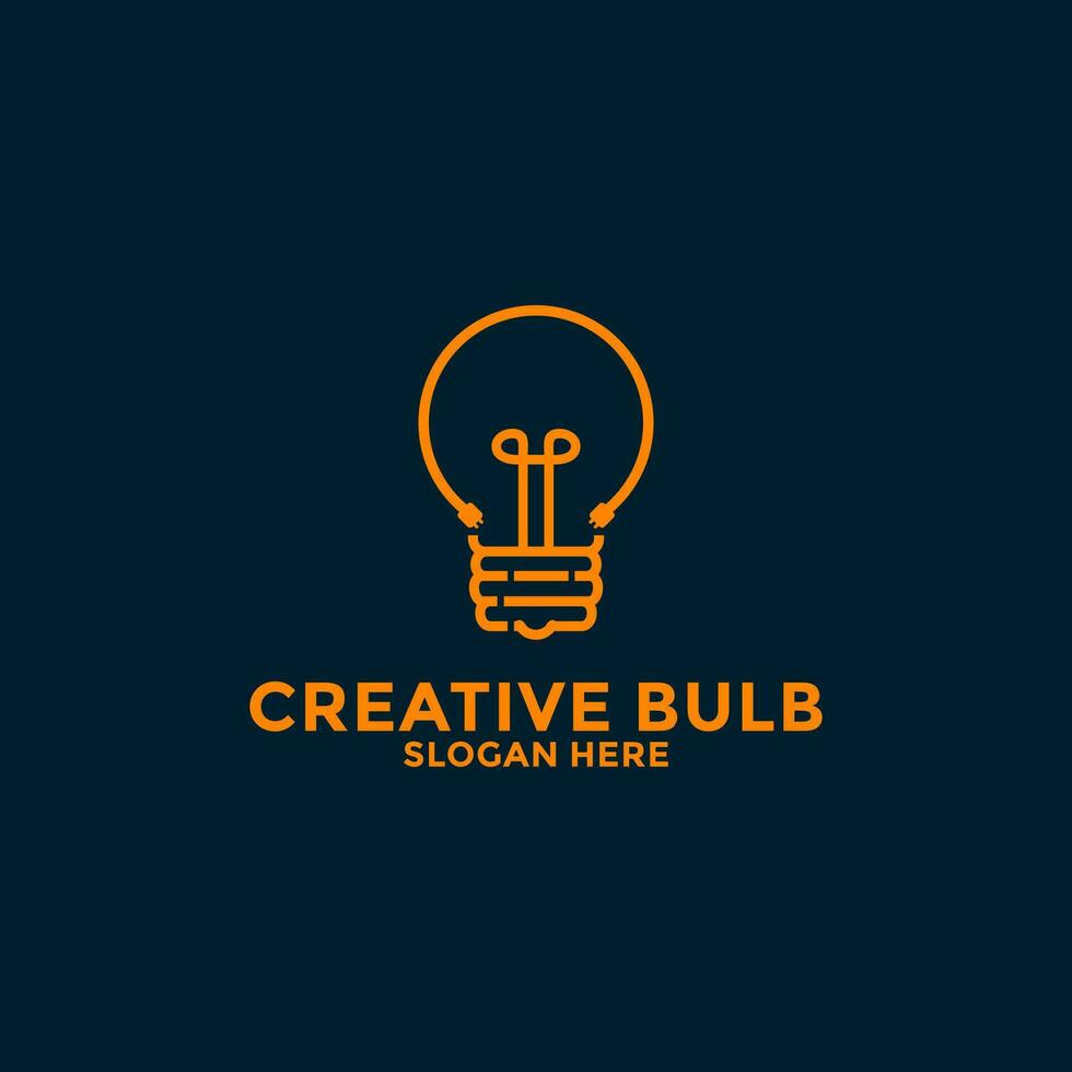 creative bulb logo design with line art style vector
