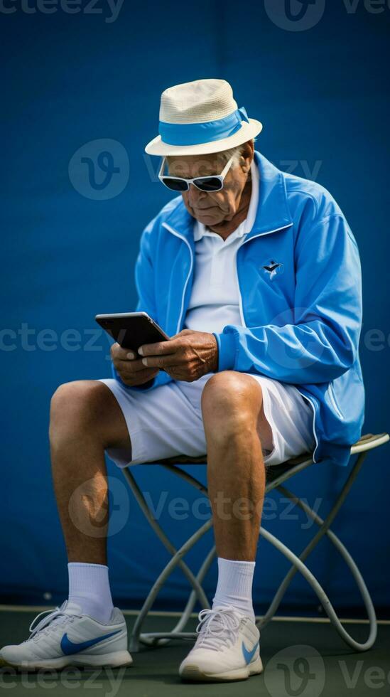 Modern Aging - How Today's Seniors Seamlessly Blend into the Digital World and Stay Active AI Generative photo