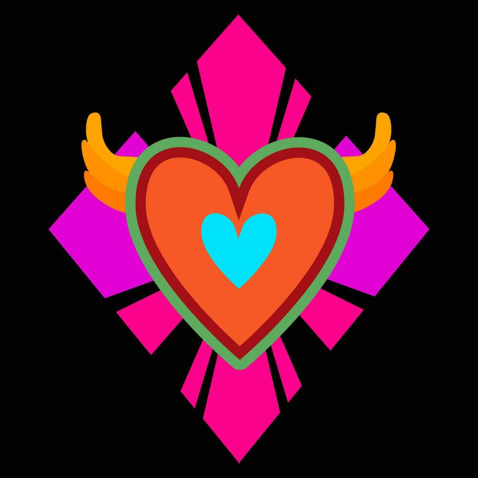 Vibrant ethnic heart mexican embroidery vector