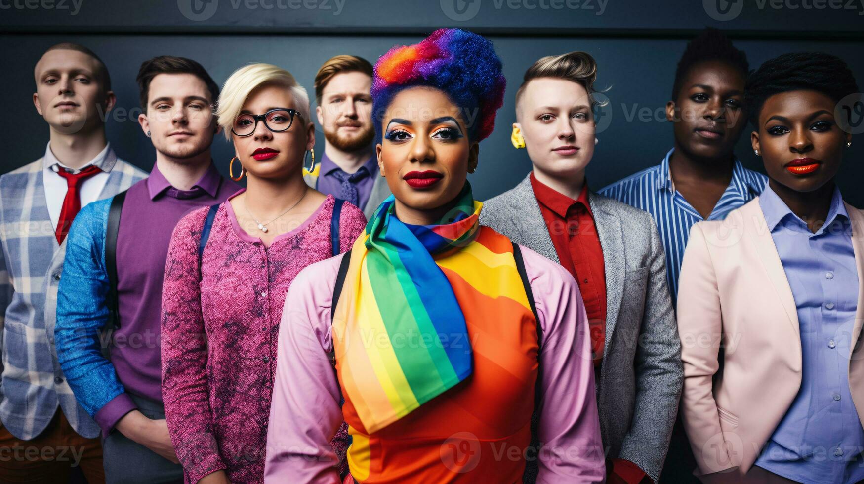 Vibrant Celebration of Gender Diversity and Inclusivity Showcasing Expressions and Attire AI Generative photo