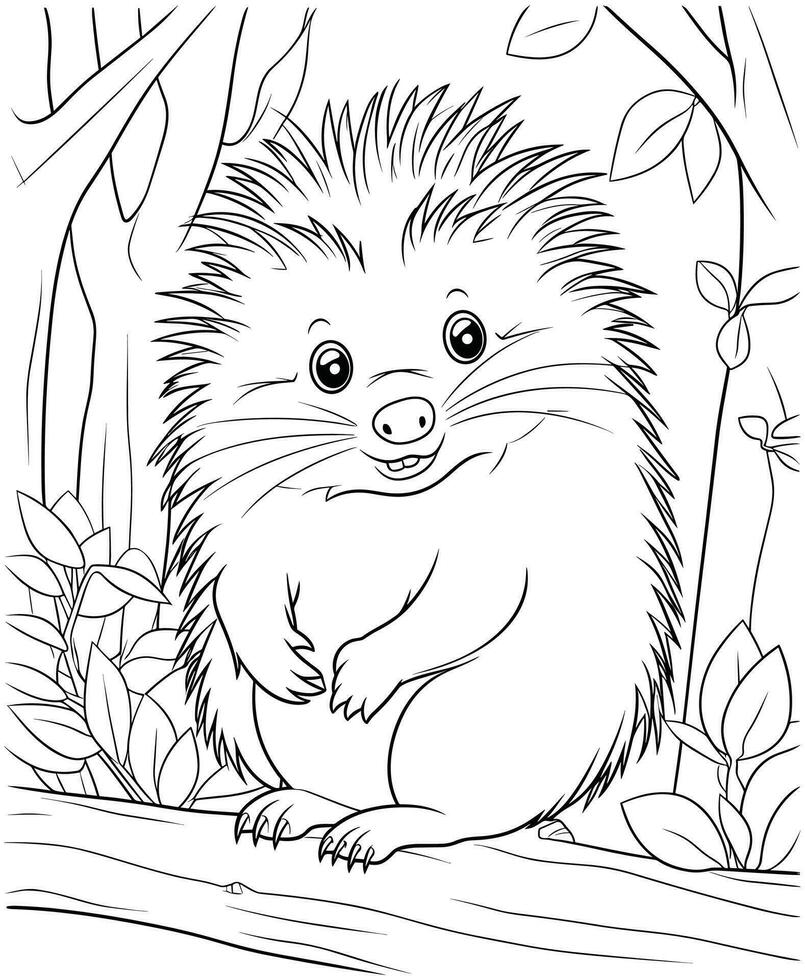 Porcupine zoo coloring page animals vector