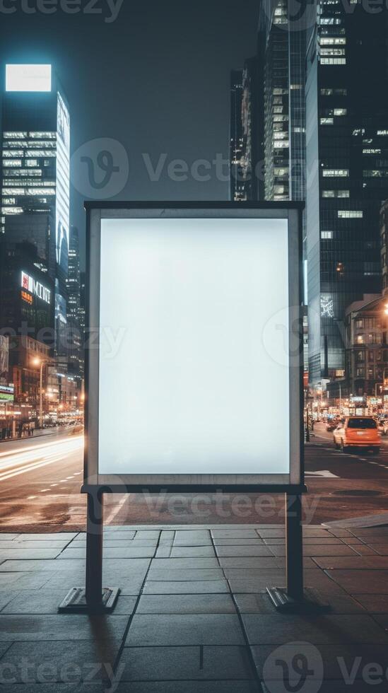 Blank billboard frame nestled amidst a bustling urban landscape, open canvas for creativity AI Generative photo