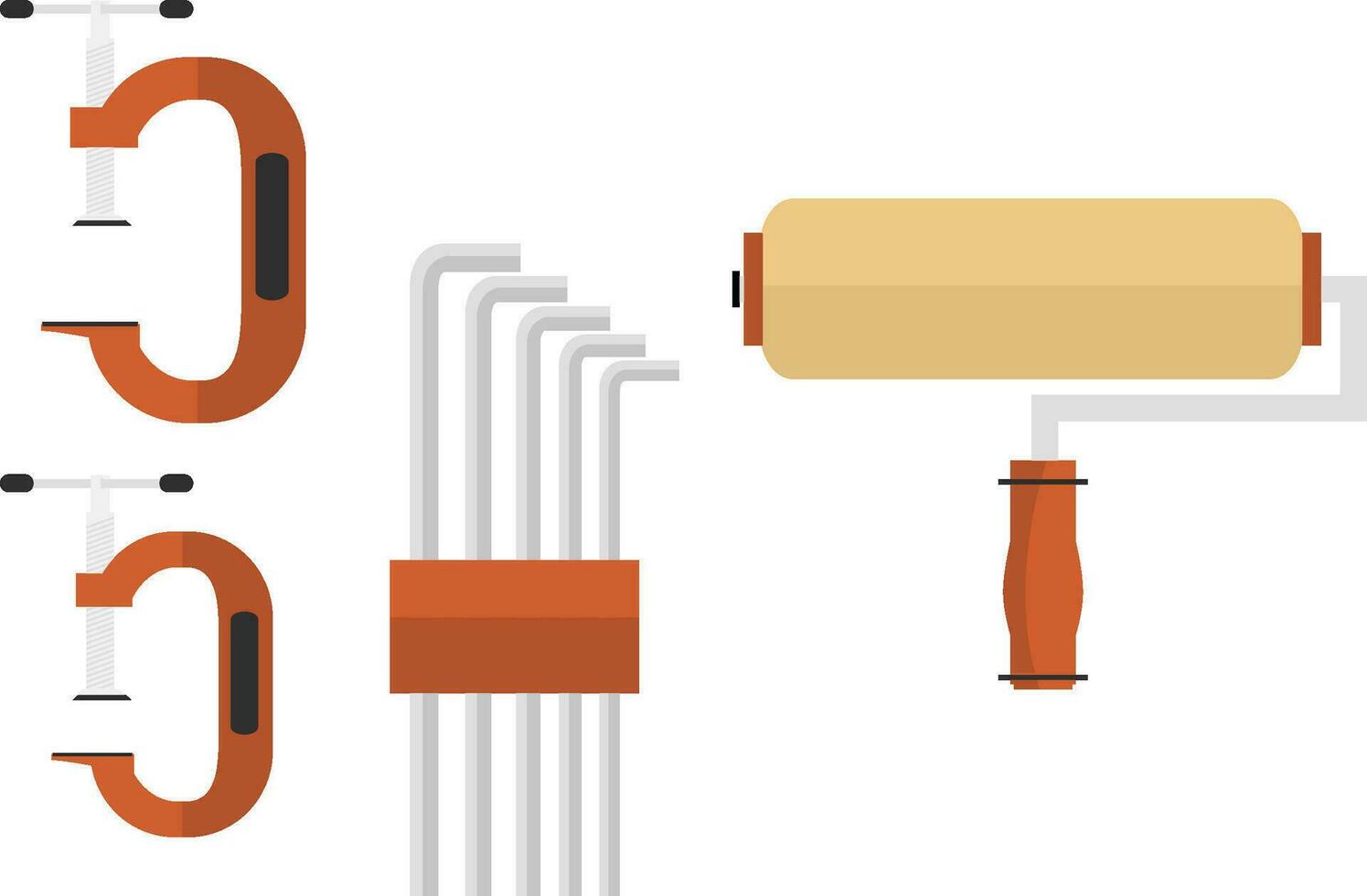 Roller paint set cartoon illustrations on white background vector