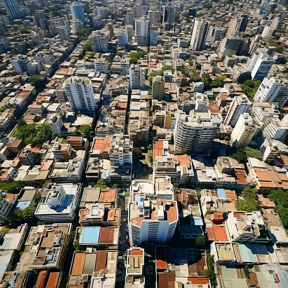 un drones panorámico perspectiva de ciudades y paisajes revelador el invisible vastedad y complejidades de nuestra mundo ai generativo foto