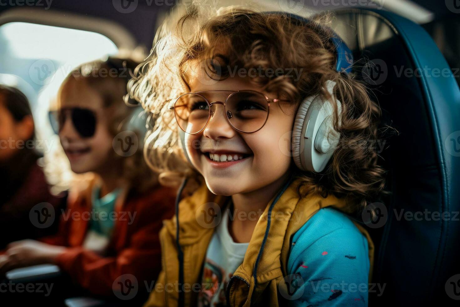 Children in the aircraft photo