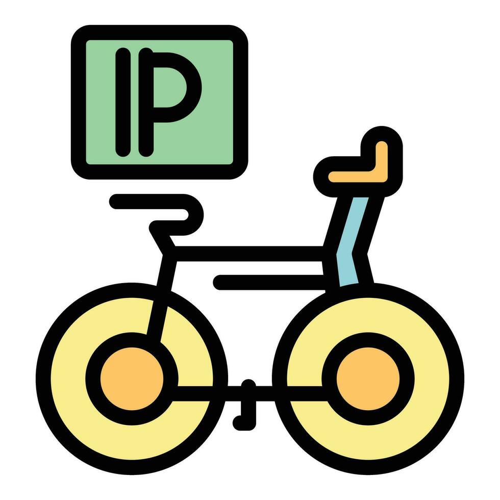 bicicleta estacionamiento icono vector plano