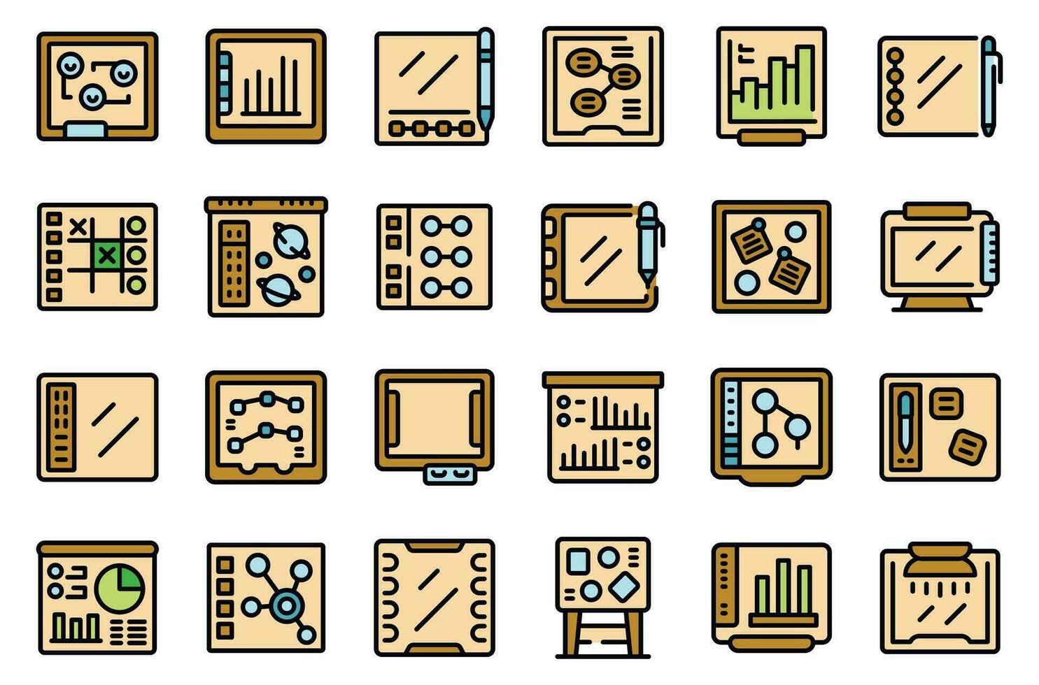 Interactive board icons set vector flat