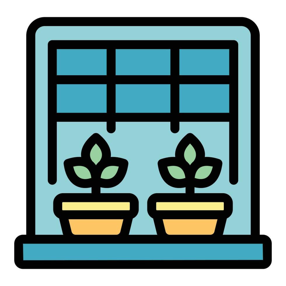 Garden on a windowsill icon vector flat