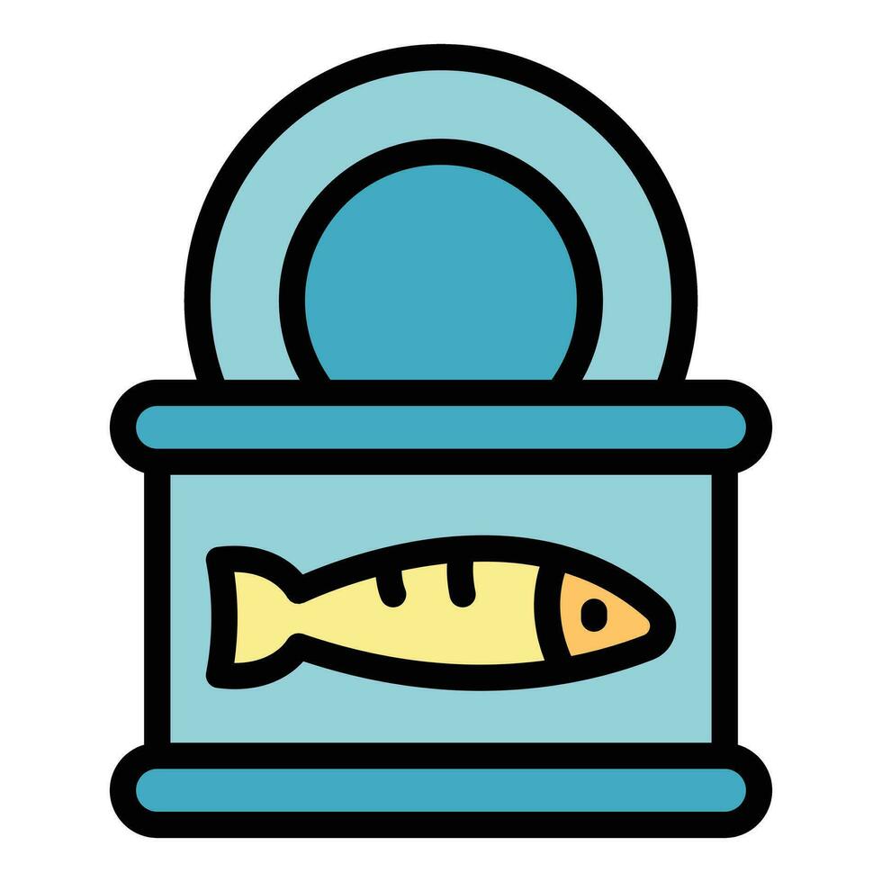 Fish tin can icon vector flat