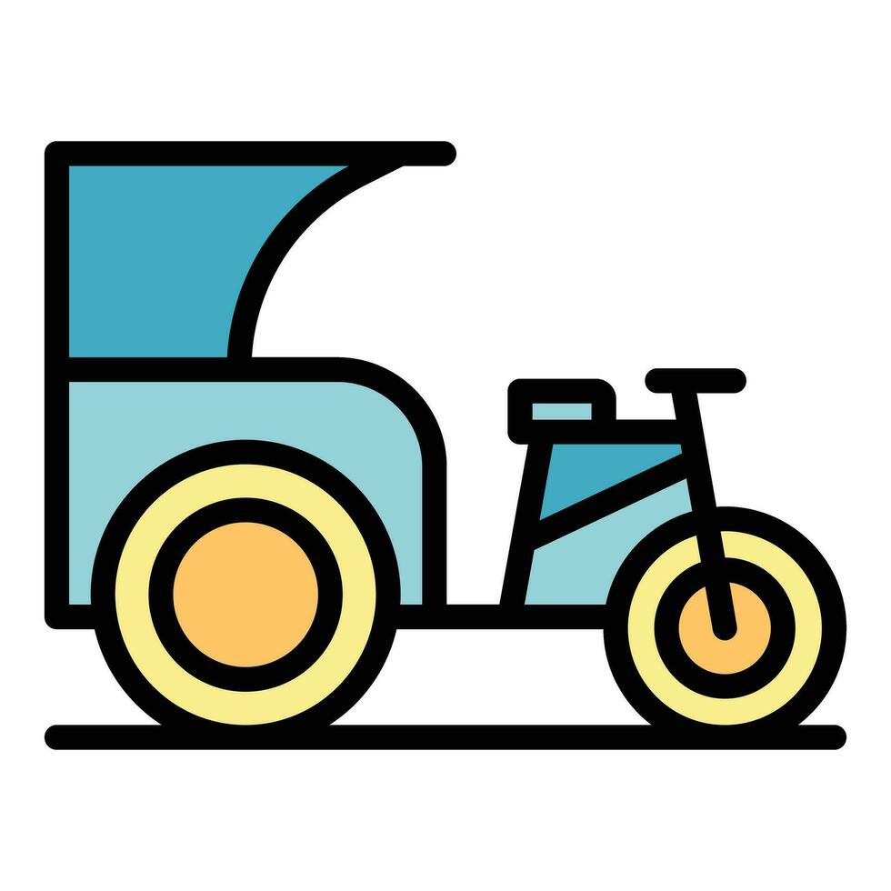 asiático triciclo icono vector plano