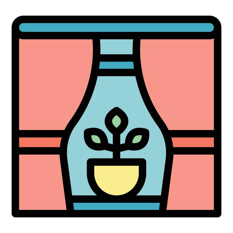 Window flower pot icon vector flat