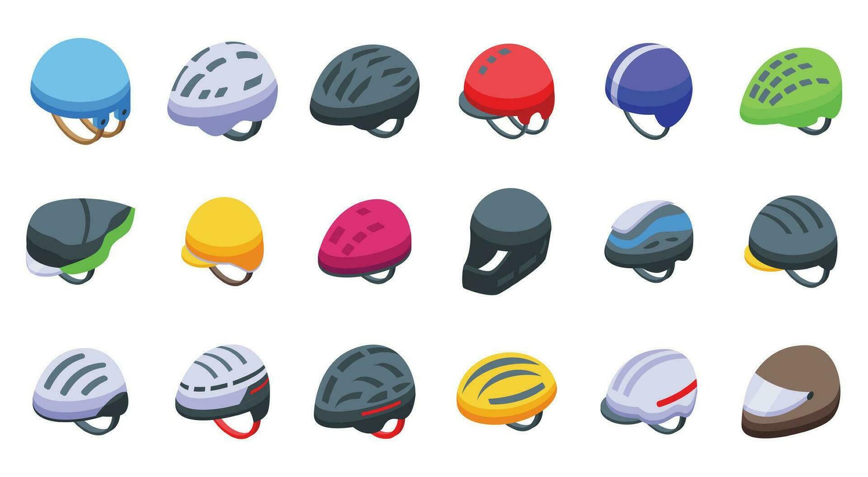 Bicycle Helmet icons set isometric vector. Vacation scooter vector