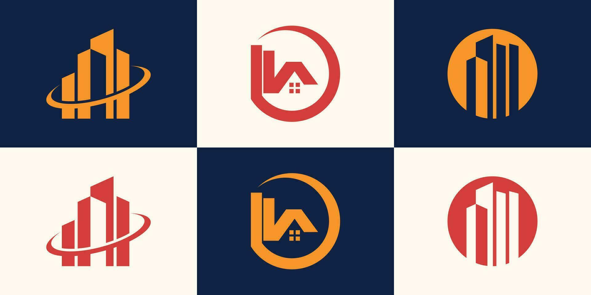 collection of building architecture sets Premium Vector