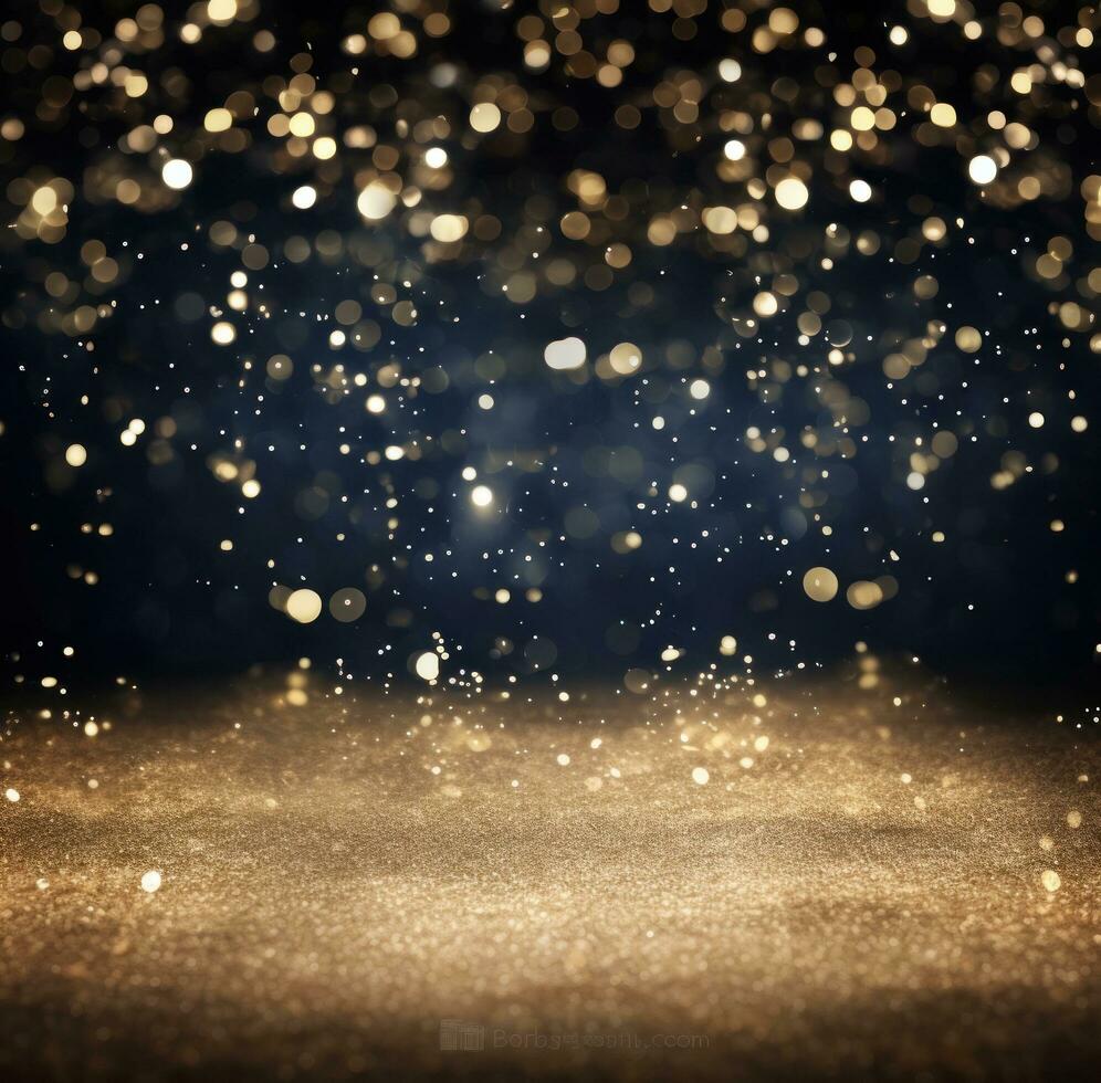 Golden glitter bokeh background photo