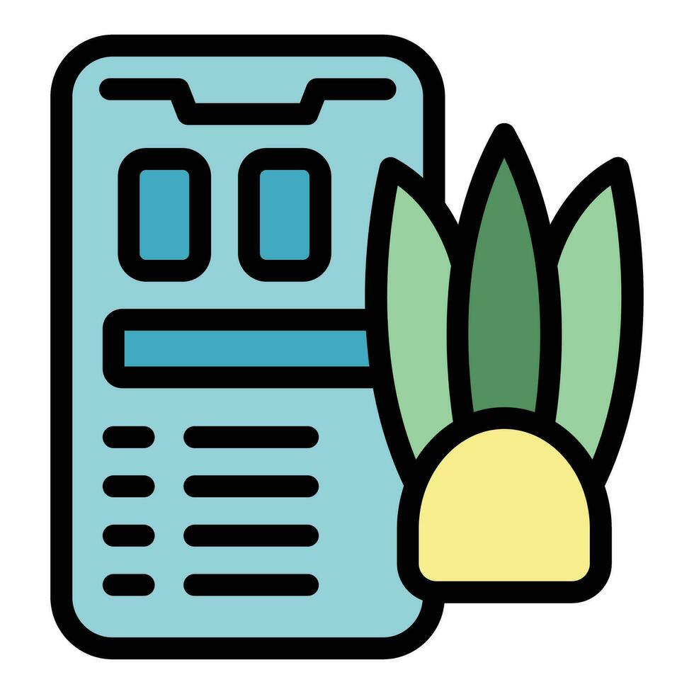 Phone plant control icon vector flat