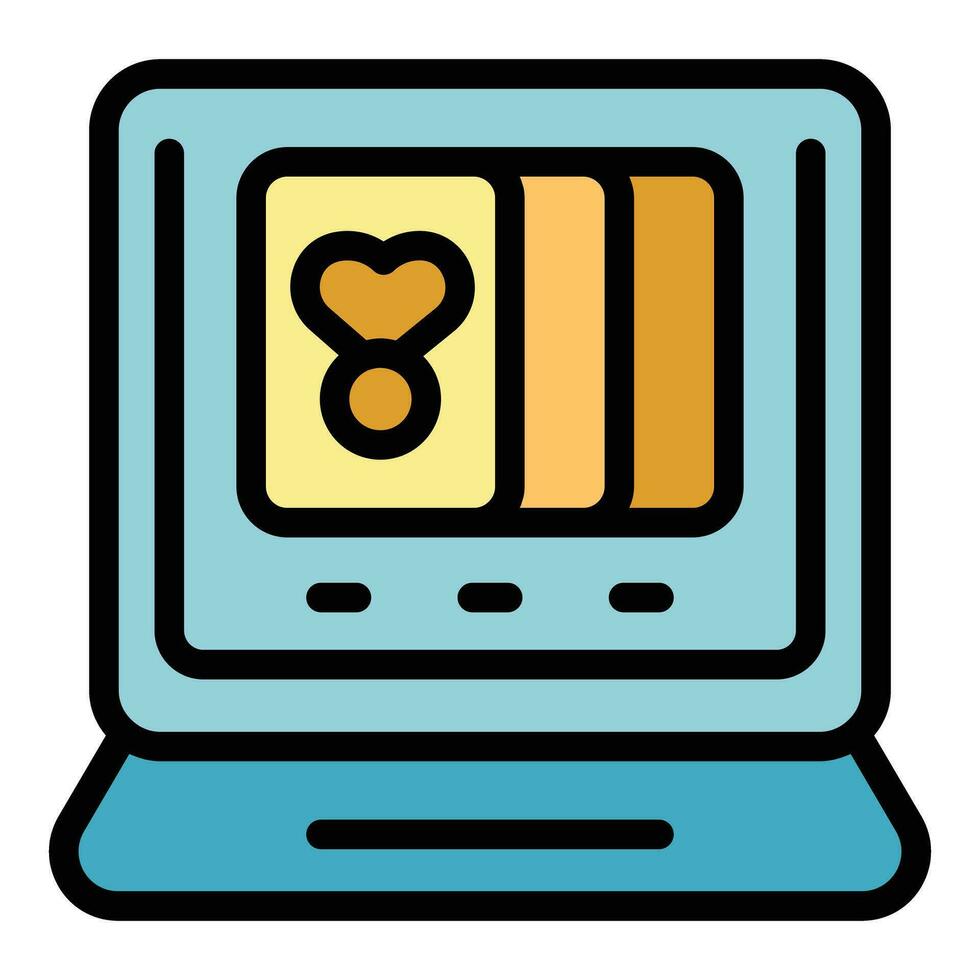 Laptop gamer icon vector flat