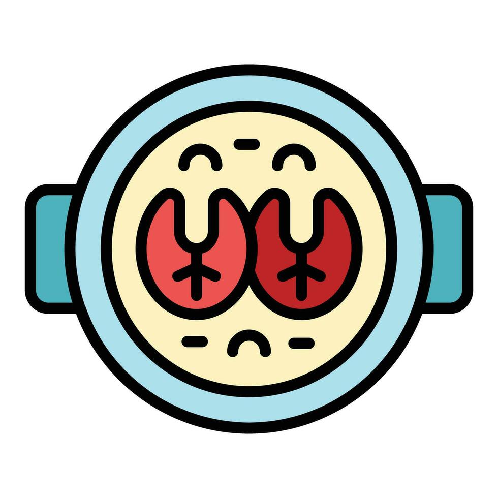 Fish paella icon vector flat