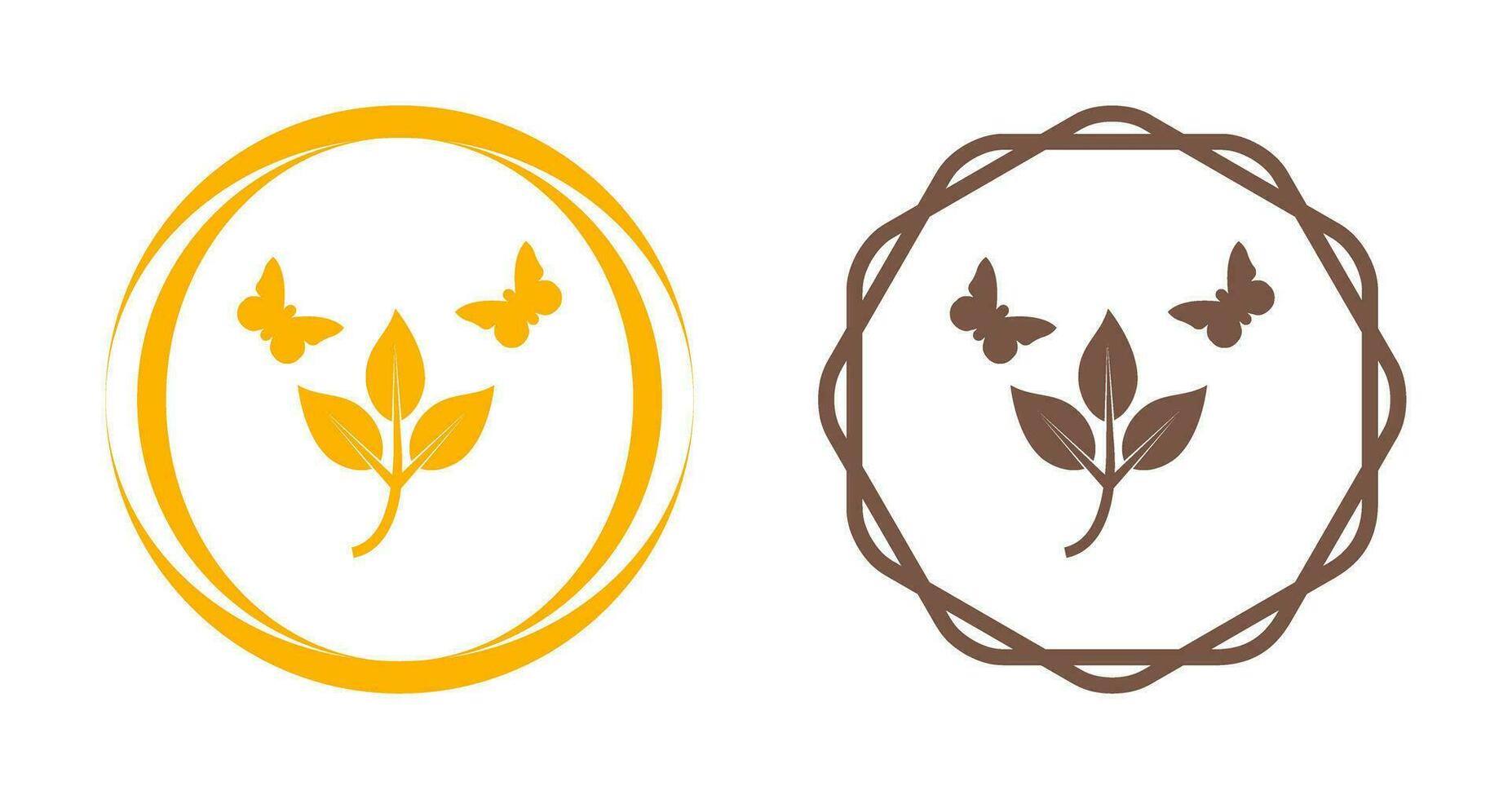 Butterflies over Plants Vector Icon