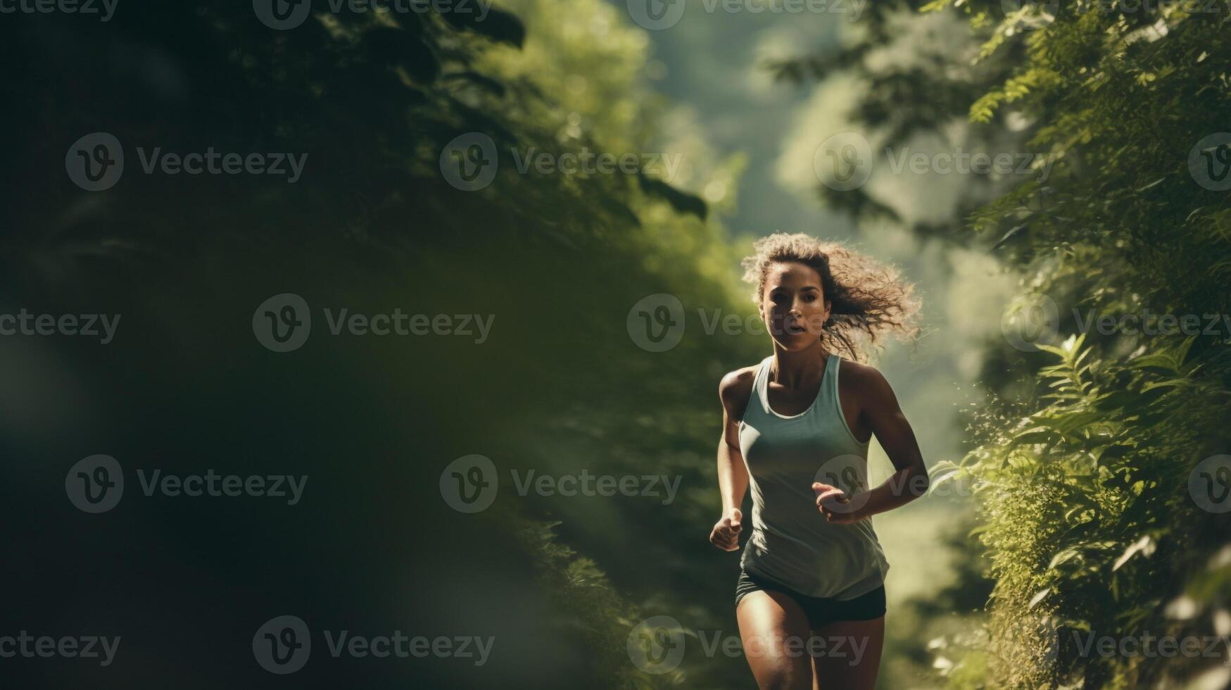 Forest Sprint - Capturing the Runner's Willpower Amidst Nature photo