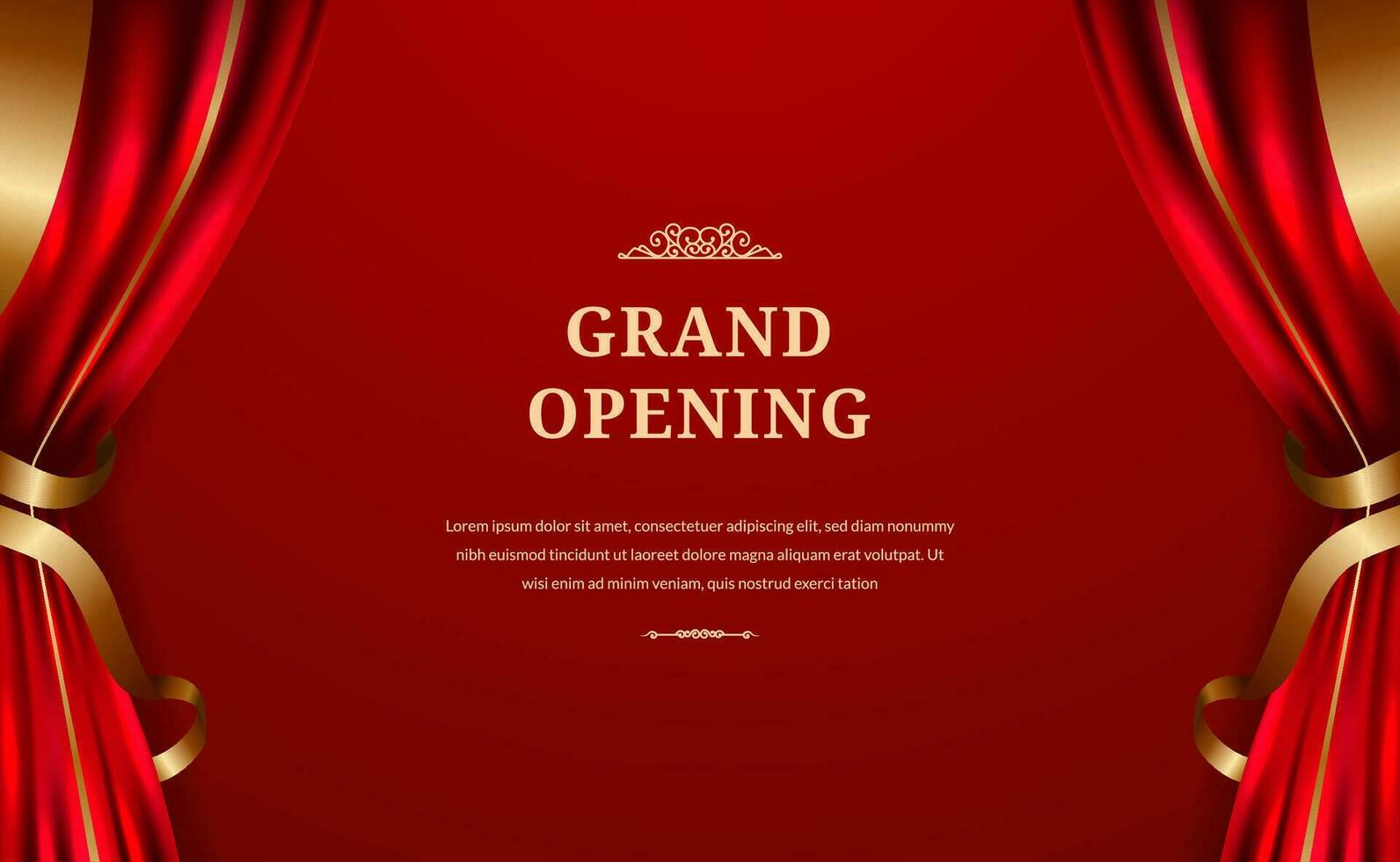 Grand opening with luxury glamour red curtain satin silk cloth drapery for invitation vip banner with red background vector